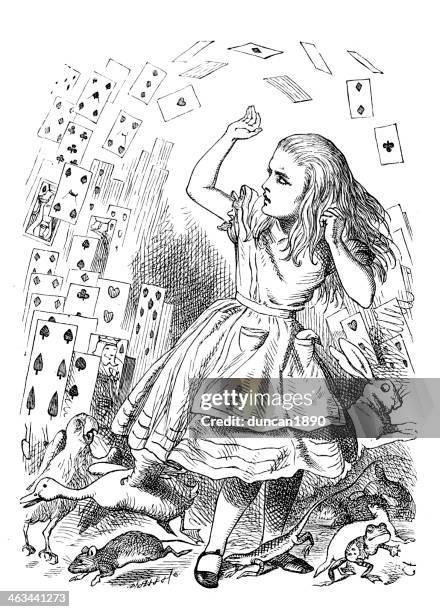 alice in wonderland - sir john tenniel stock illustrations