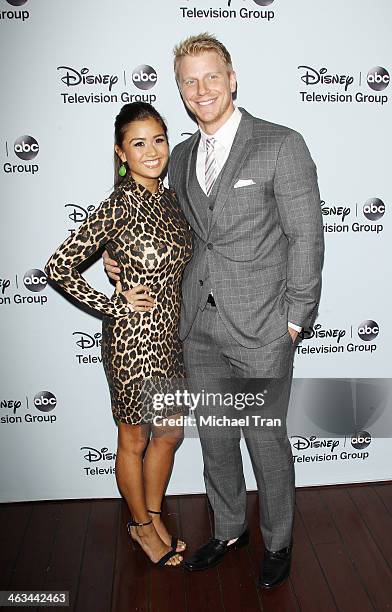 Sean Lowe and Catherine Giudici arrive at the ABC/Disney 2014 Winter TCA party held at The Langham Huntington Hotel and Spa on January 17, 2014 in...