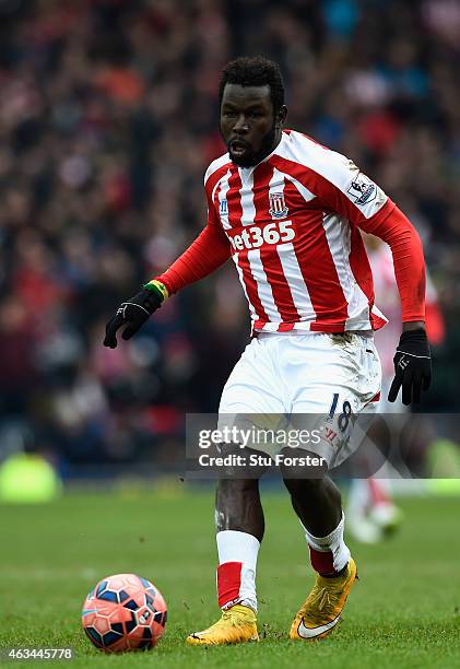 Stoke striker Mame Biram Diouf in action during the FA Cup Fifth round match between Blackburn Rovers and Stoke City at Ewood park on February 14,...