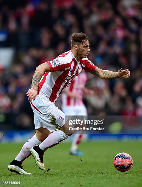 Stoke striker Marko Arnautovic in action during the FA Cup Fifth round match between Blackburn Rovers and Stoke City at Ewood park on February 14,...