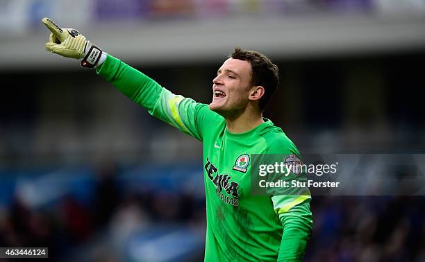 Blackburn goalkeeper Simon Eastwood in action during the FA Cup Fifth round match between Blackburn Rovers and Stoke City at Ewood park on February...