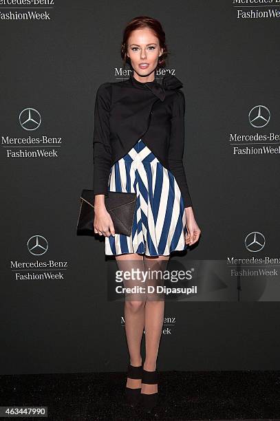 Alyssa Campanella is seen during Mercedes-Benz Fashion Week Fall 2015 at Lincoln Center for the Performing Arts on February 14, 2015 in New York City.
