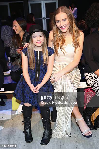 Actresses and singers Maisy Stella and Lennon Stella attend the Idan Cohen fashion show during Mercedes-Benz Fashion Week Fall 2015 at The Pavilion...