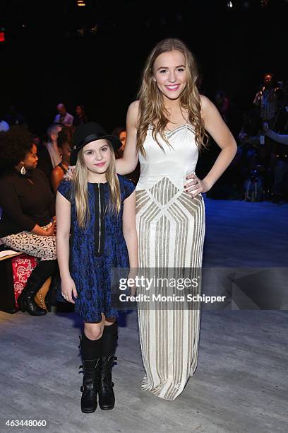 Actresses and singers Maisy Stella and Lennon Stella attend the Idan Cohen fashion show during Mercedes-Benz Fashion Week Fall 2015 at The Pavilion...