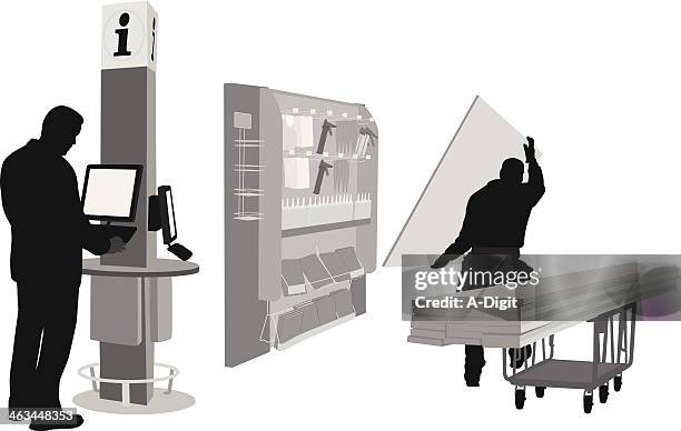 shopping hardware - digital kiosk stock illustrations