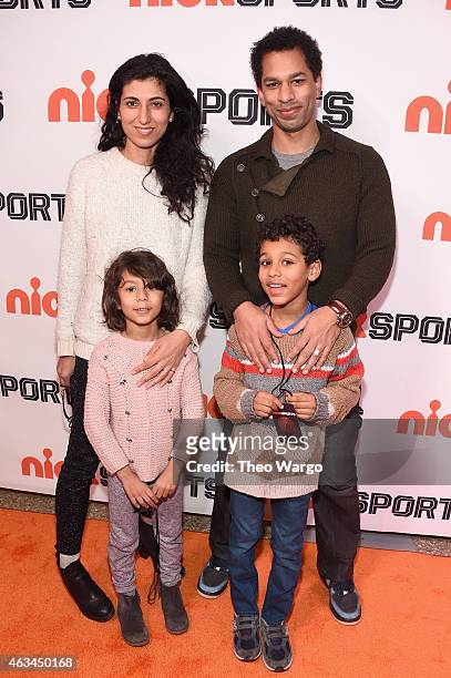 Rita Nakouzi, Toure and their children attend NICKSPORTS special screening and party for Little Ballers Documentary at Chelsea Piers on February 14,...