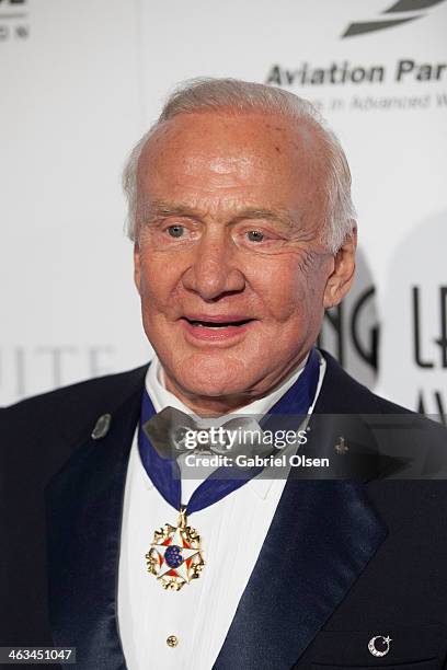 Buzz Aldrin arrives for the 11th Annual Living Legends Of Aviation Awards at The Beverly Hilton Hotel on January 17, 2014 in Beverly Hills,...