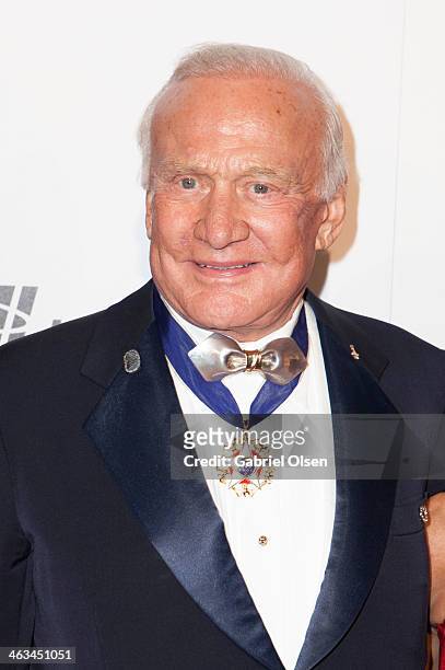 Buzz Aldrin arrives for the 11th Annual Living Legends Of Aviation Awards at The Beverly Hilton Hotel on January 17, 2014 in Beverly Hills,...