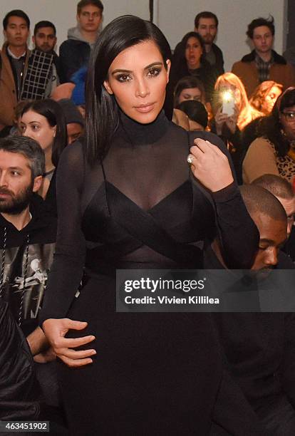 Kim Kardashian attends the Robert Geller show during Mercedes-Benz Fashion Week Fall 2015 at Pier 59 on February 14, 2015 in New York City.