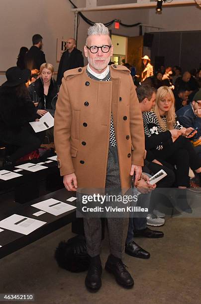 Nick Wooster attends the Robert Geller show during Mercedes-Benz Fashion Week Fall 2015 at Pier 59 on February 14, 2015 in New York City.