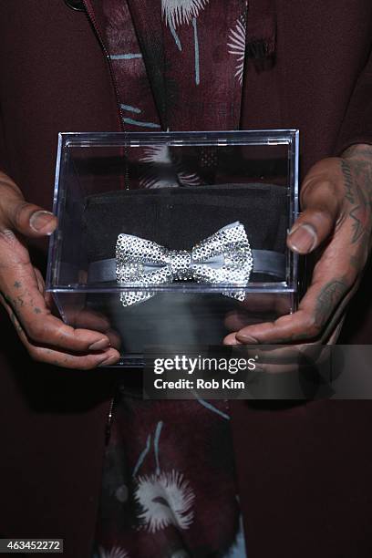 Winner J. R. Smith poses with his award prize during the NBA All-Star All-Style presented by Samsung Galaxy, the first-ever NBA fashion show...