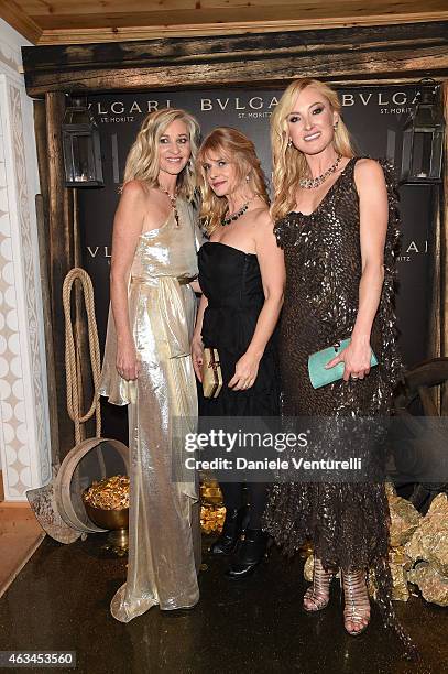 Ester Velo van Hulst, Nastassja Kinski and Lilly Zu Sayn Wittgenstein Berleburg attend Bulgari High Jewelry Event St. Moritz on February 14, 2015 in...