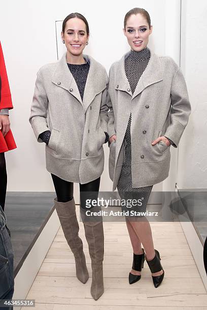 Host Louise Roe and model Coco Rocha pose at the Banana Republic presentation with TRESemme during Mercedes-Benz Fashion Week Fall 2015 on February...