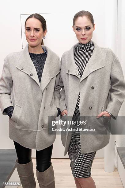 Host Louise Roe and model Coco Rocha pose at the Banana Republic presentation with TRESemme during Mercedes-Benz Fashion Week Fall 2015 on February...
