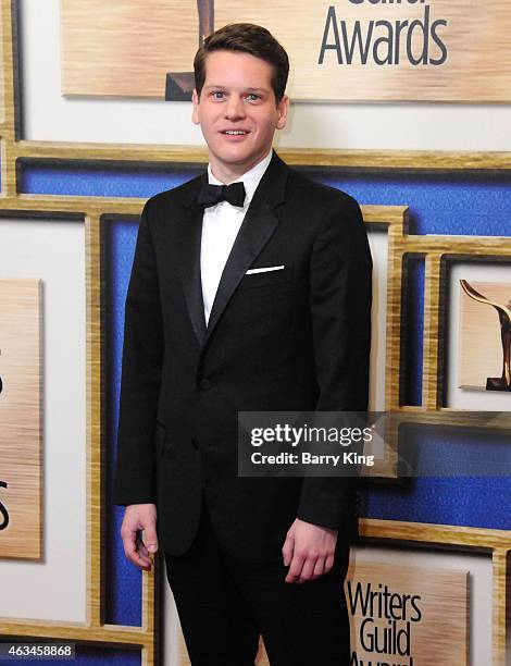 Writer Graham Moore arrives at the 2015 Writers Guild Awards at the Hyatt Regency Century Plaza on February 14, 2015 in Los Angeles, California.