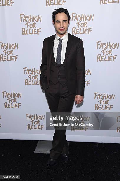 Designer Zac Posen attends Naomi Campbell's Fashion For Relief Charity Fashion Show during Mercedes-Benz Fashion Week Fall 2015 at The Theatre at...