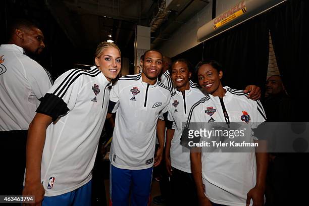 Russell Westbrook of the Oklahoma City Thunder, Elena Delle Donne of the Chicago Sky, Swin Cash of the New York Liberty and Tamika Catchings of the...