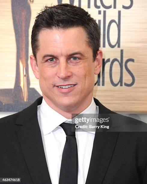 Writer Jason Hall arrives at the 2015 Writers Guild Awards at the Hyatt Regency Century Plaza on February 14, 2015 in Los Angeles, California.