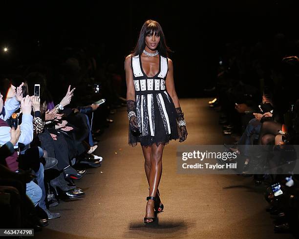 Naomi Campbell walks the runway during Naomi Campbell's Fashion For Relief 2015 fall fashion show at The Theater at Lincoln Center on February 14,...