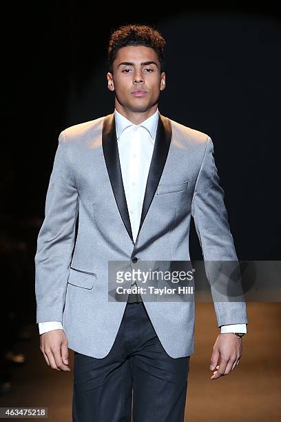 Quincy Combs walks the runway during Naomi Campbell's Fashion For Relief 2015 fall fashion show at The Theater at Lincoln Center on February 14, 2015...