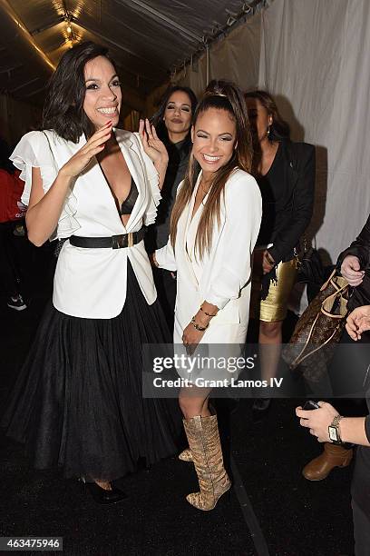 Rosario Dawson and Christina Milian are seen during Mercedes-Benz Fashion Week Fall 2015 at Lincoln Center for the Performing Arts on February 14,...