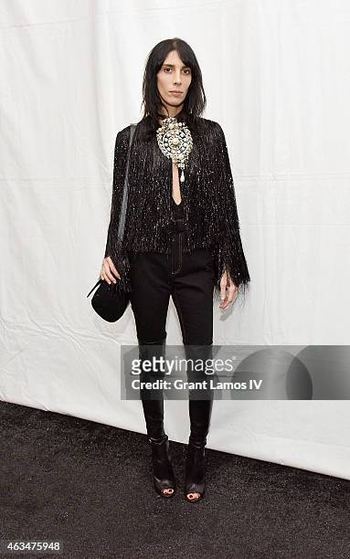Jamie Bochert is seen during Mercedes-Benz Fashion Week Fall 2015 at Lincoln Center for the Performing Arts on February 14, 2015 in New York City.