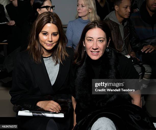 Christine Centenera and Edwina McCann from Vogue Australia attends the Dion Lee runway show during MADE Fashion Week Fall 2015 at Milk Studios on...