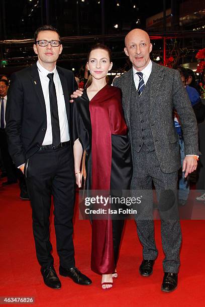 Christian Friedel, Katharina Schuettler and Oliver Hirschbiegel attend the Closing Ceremony of the 65th Berlinale International Film Festival on...