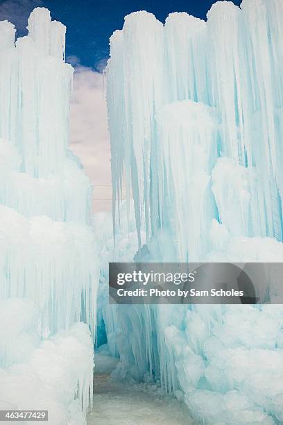 towers of ice look like abstract buildings - midway utah stock pictures, royalty-free photos & images