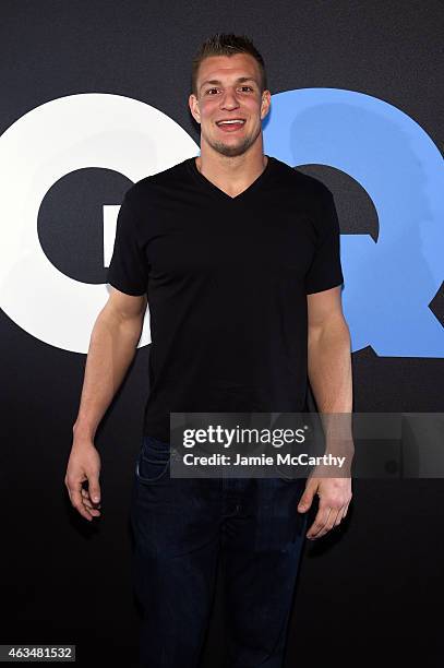 Football player Rob Gronkowski attends GQ and LeBron James Celebrate All-Star Style on February 14, 2015 in New York City.