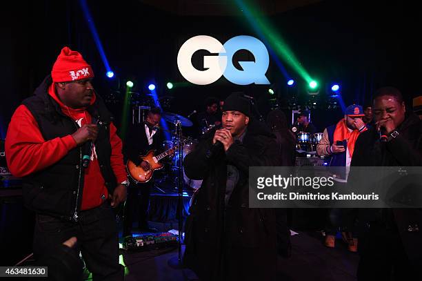 Sheek Louch, Styles P, and Jadakiss of The Lox perform onstage with The Roots at GQ and LeBron James Celebrate All-Star Style on February 14, 2015 in...