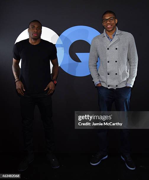 Basketball players Thanasis and Giannis Antetokounmpo attend GQ and LeBron James Celebrate All-Star Style on February 14, 2015 in New York City.