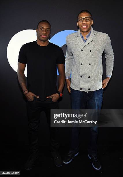 Basketball players Thanasis and Giannis Antetokounmpo attend GQ and LeBron James Celebrate All-Star Style on February 14, 2015 in New York City.
