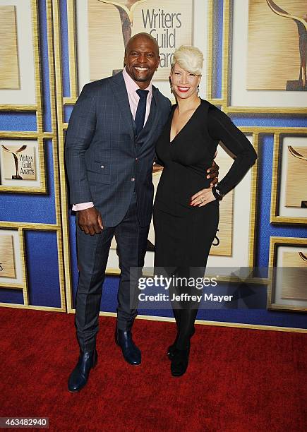 Actor Terry Crews and Rebecca King-Crews attend the 2015 Writers Guild Awards L.A. Ceremony at the Hyatt Regency Century Plaza on February 14, 2015...