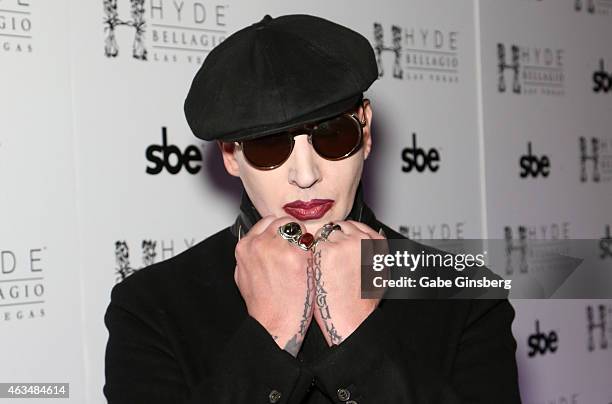 Singer Marilyn Manson attends the Black Heart Ball at Hyde Bellagio at the Bellagio on February 14, 2015 in Las Vegas, Nevada.
