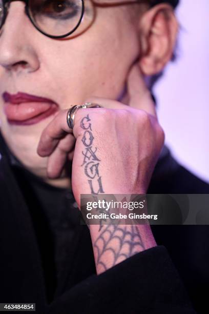 Singer Marilyn Manson attends the Black Heart Ball at Hyde Bellagio at the Bellagio on February 14, 2015 in Las Vegas, Nevada.