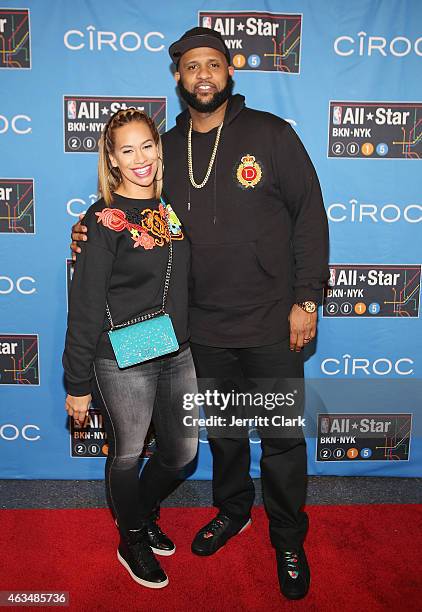 Amber Sabathia and C.C. Sabathia attends NBA All-Star Saturday Night Powered By CIROC Vodka at Barclays Center on February 14, 2015 in New York City.