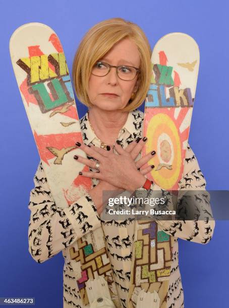 Actress Eve Plumb poses for a portrait during the 2014 Sundance Film Festival at the Getty Images Portrait Studio at the Village At The Lift...