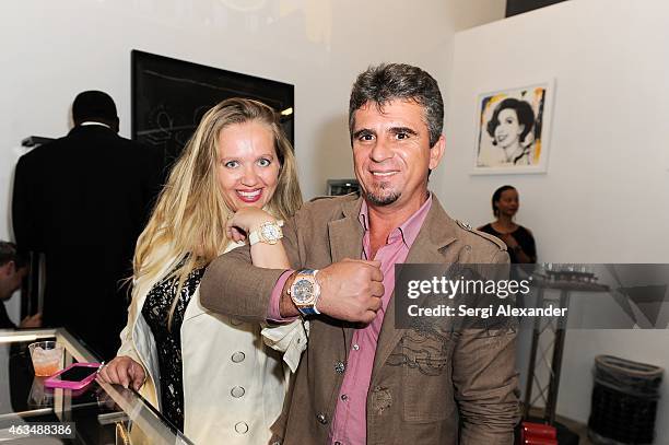 Dominica Horvath and Giuseppi Horvath attend the Fine Art Auction & Guntram von Habsburg Foundation Cocktail Reception Hosted By Hublot & Rhum...