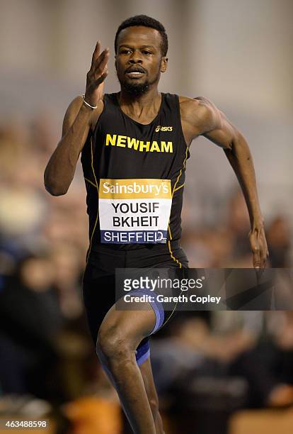 Rabah Yousif Bkheit competes in the mens 200 metres heats during the Sainsbury's British Athletics Indoor Championships at English Institute of Sport...