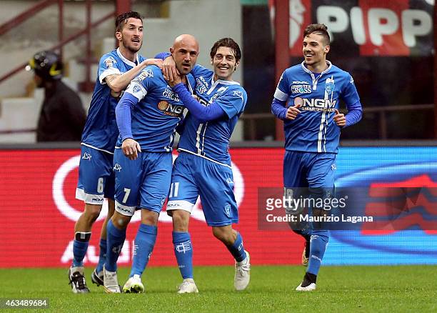 Massimo Maccarone of Empoli celebrates after scoring the equalizing goal during the Serie A match between AC Milan and Empoli FC at Stadio Giuseppe...