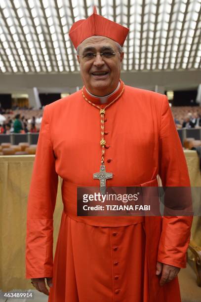 Cardinal Jose Luis Lacunza Maestrojuan poses during a courtesy visit to newly created cardinals on February 14, 2015 at the Vatican. Pope Francis...