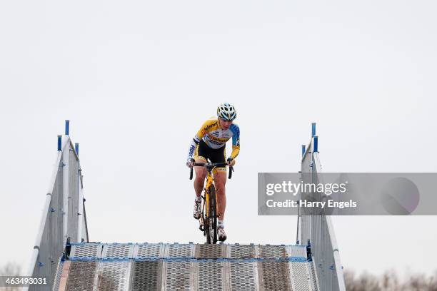 Nikki Harris of Great Britain in action during the women's race during the 3rd International Rucphen Cyclocross event on January 18, 2014 in Rucphen,...