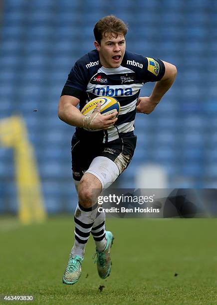 Will Addison of Sale in action during the Aviva Premiership match between London Welsh and Sale Sharks at Kassam Stadium on February 15, 2015 in...