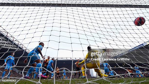 John O'Shea of Sunderland scores an own goal after defelecting a shot from Billy Clarke of Bradford past Vito Mannone of Sunderland during the FA Cup...