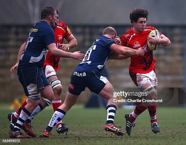 Ben Pienaar of London Welsh attempts to break away during the Aviva Premiership match between London Welsh and Sale Sharks at The Kassam Stadium on...