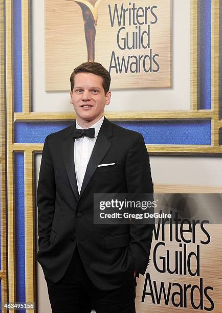 Writer Graham Moore arrives at the 2015 Writers Guild Awards L.A. Ceremony at the Hyatt Regency Century Plaza on February 14, 2015 in Los Angeles,...