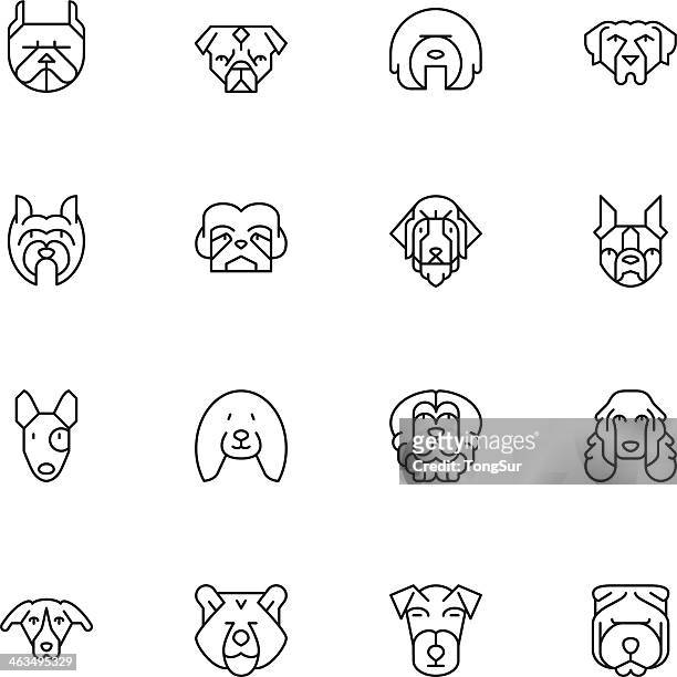 dogs head icons | set 2 - light - cocker spaniel stock illustrations