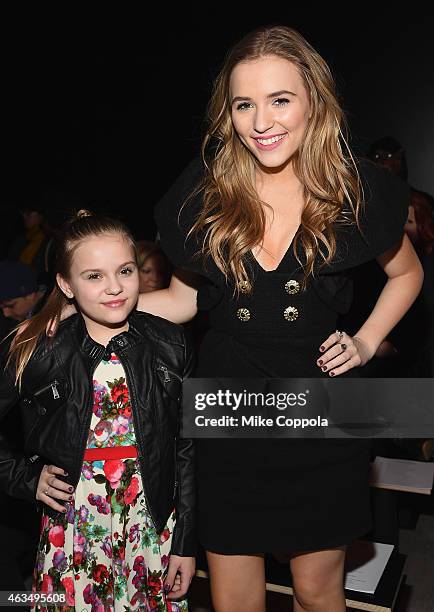 Actresses and singers Maisy Stella and Lennon Stella attend the Venexiana fashion show during Mercedes-Benz Fashion Week Fall 2015 at The Pavilion at...