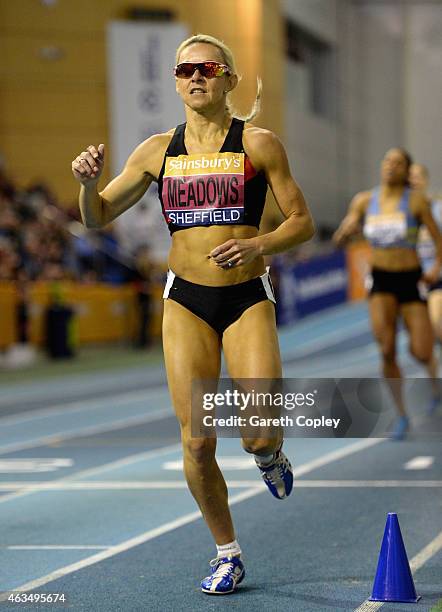 Jenny Meadows on her way to winning the womens 800 metres during the Sainsbury's British Athletics Indoor Championships at English Institute of Sport...